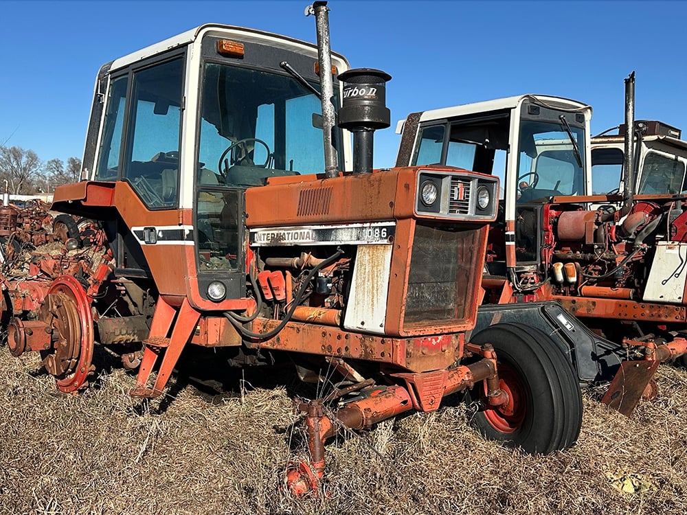 Salvaged International tractor