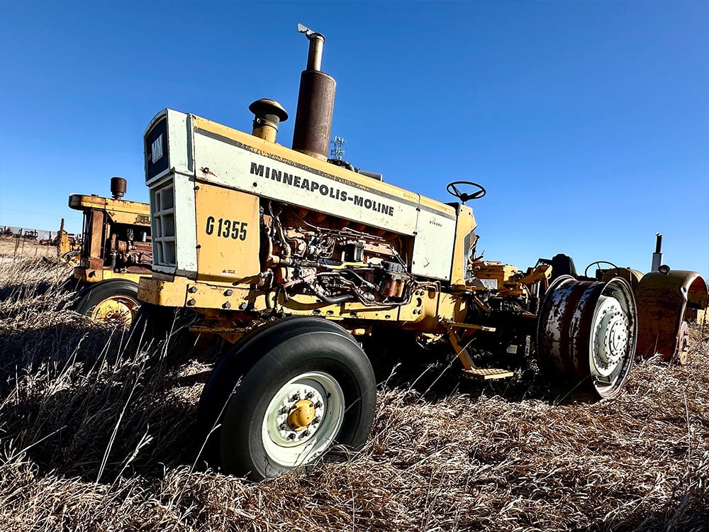 Salvaged Minneapolis-Moline G 1355 tractor